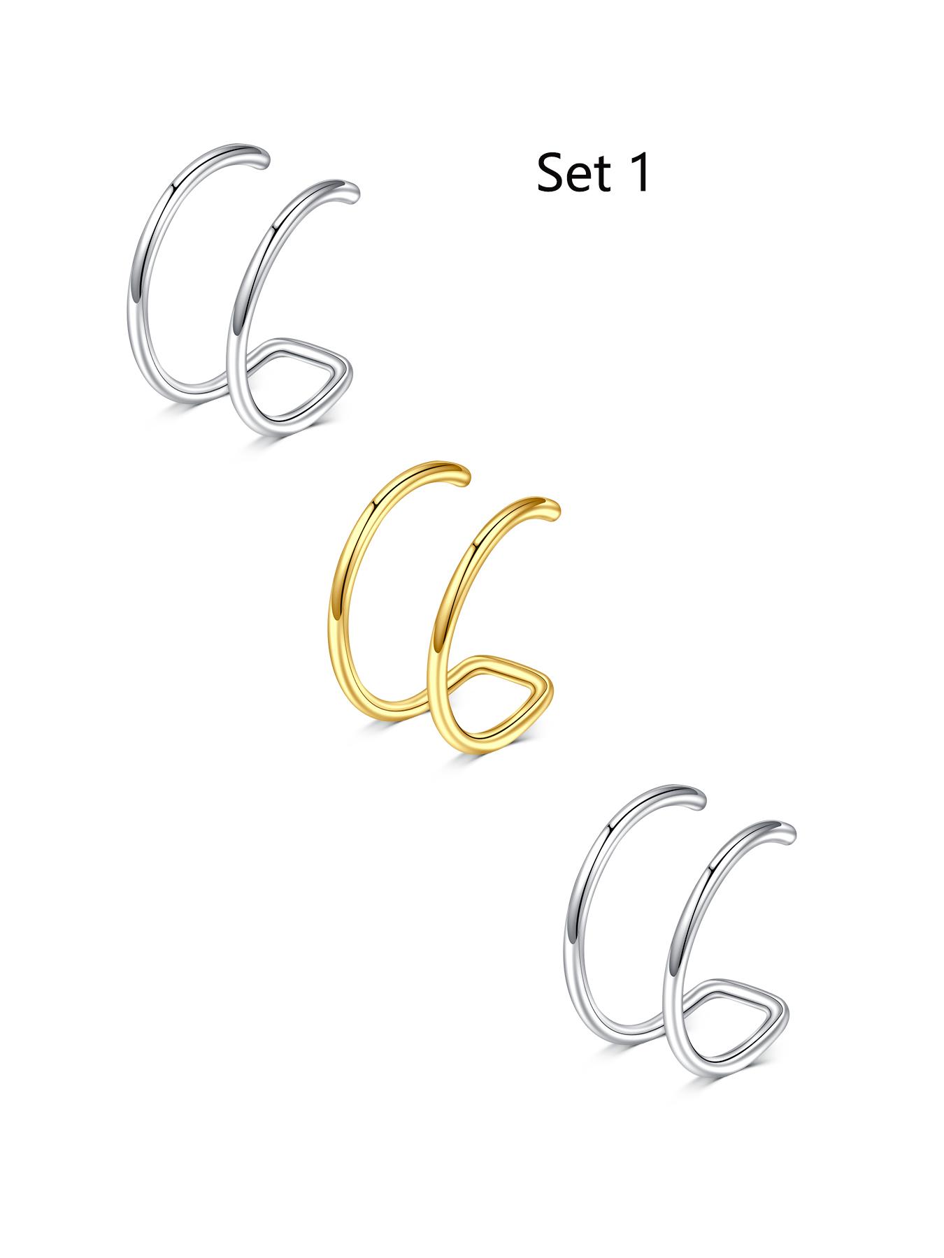 Stainless Steel Women's Fake Ear Cuffs, Golden/Silvery/Black, No Piercing Needed, Daily Wear Jewelry for Men & Women Earcuff Stainless Steel Women's Fake Ear Cuffs, Golden/Silvery/Black, No Piercing Needed, Daily Wear Jewelry for Men & Women Earcuff