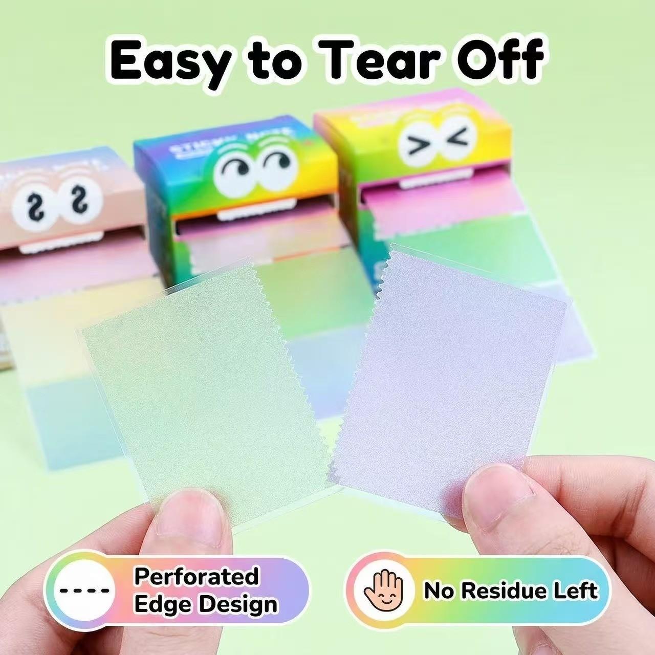 105pcs Rainbow Dopamine color matching pearlescent waterproof post-it notes, pull-out design and easy to use self-adhesive post-it, which is the first choice for colorful and interesting stationery gifts in families, schools and offices.