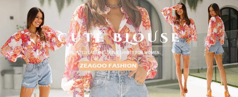 Womens Shirts Button Down Printed Lantern Long Sleeve Blouse Fashion Casual Tops cherry betty clothing leopard blazer western shirts for women dress shirts for women trendy leopard blouse