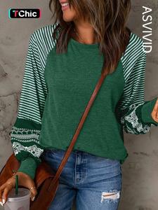 women's round-neck striped patchwork long sleeve pullover hoodie