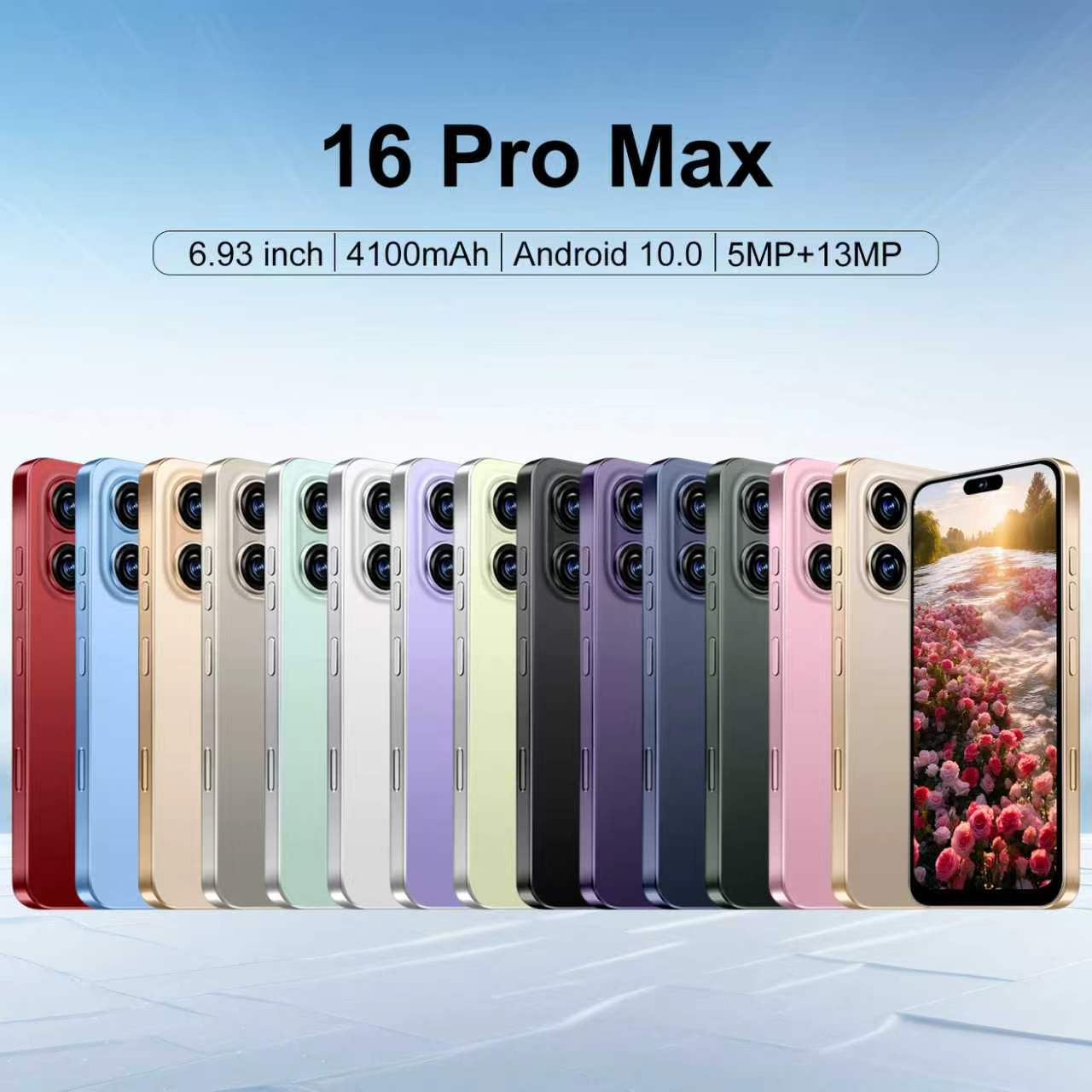 Astarry 16 Pro Max Smart Touchscreen Phone, Android Mobile Smartphone, 4GB+64GB ROM, Android 10.0, 6.93-inch Screen, 4100mAh Battery, Octa-Core Processor, Fingerprint Unlock, Face Unlock, Dual SIM & Dual Standby, Ultra-Clear Display Quality