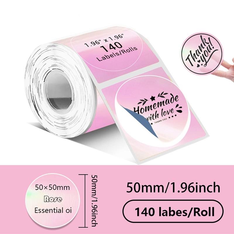 50mm Transparent Colorful Laser Labels Roll, Compatible with Phomemo M110 M200 M220, Waterproof Thermal Barcode Stickers