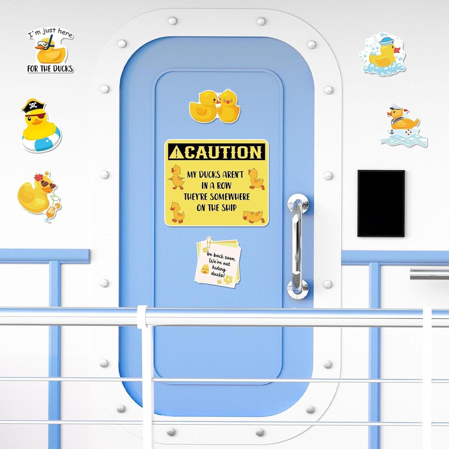 8pcs Funny Ducks Magnetic Cruise Door Decorations, Reusable Duck Magnets for Carnival Ship Cabin, Refrigerator Decor Stickers