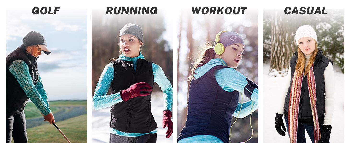 MoFiz Women's Puffer Vest Lightweight Hooded Warm Fleece Lined Hybrid Softshell Hiking Winter Sleeveless Zip Vest