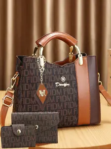 Fashionable New Geometric Print Three-Piece Tote Bag Set, Stylish Versatile Handbag for All Seasons, Elegant Design for Everyday Use