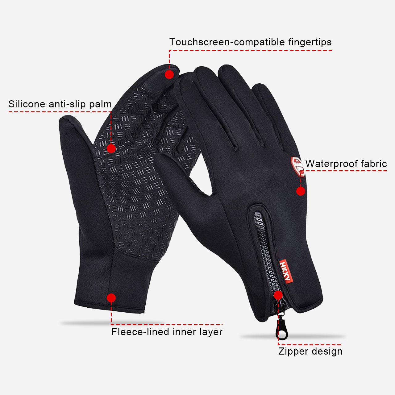Winter Warm Touch Screen Gloves for Men & Women Windproof Waterproof Cycling Fishing Outdoor Work Sports Black Gray Pink Hand Cover with Touchscreen Fingers & Anti-Slip Palm