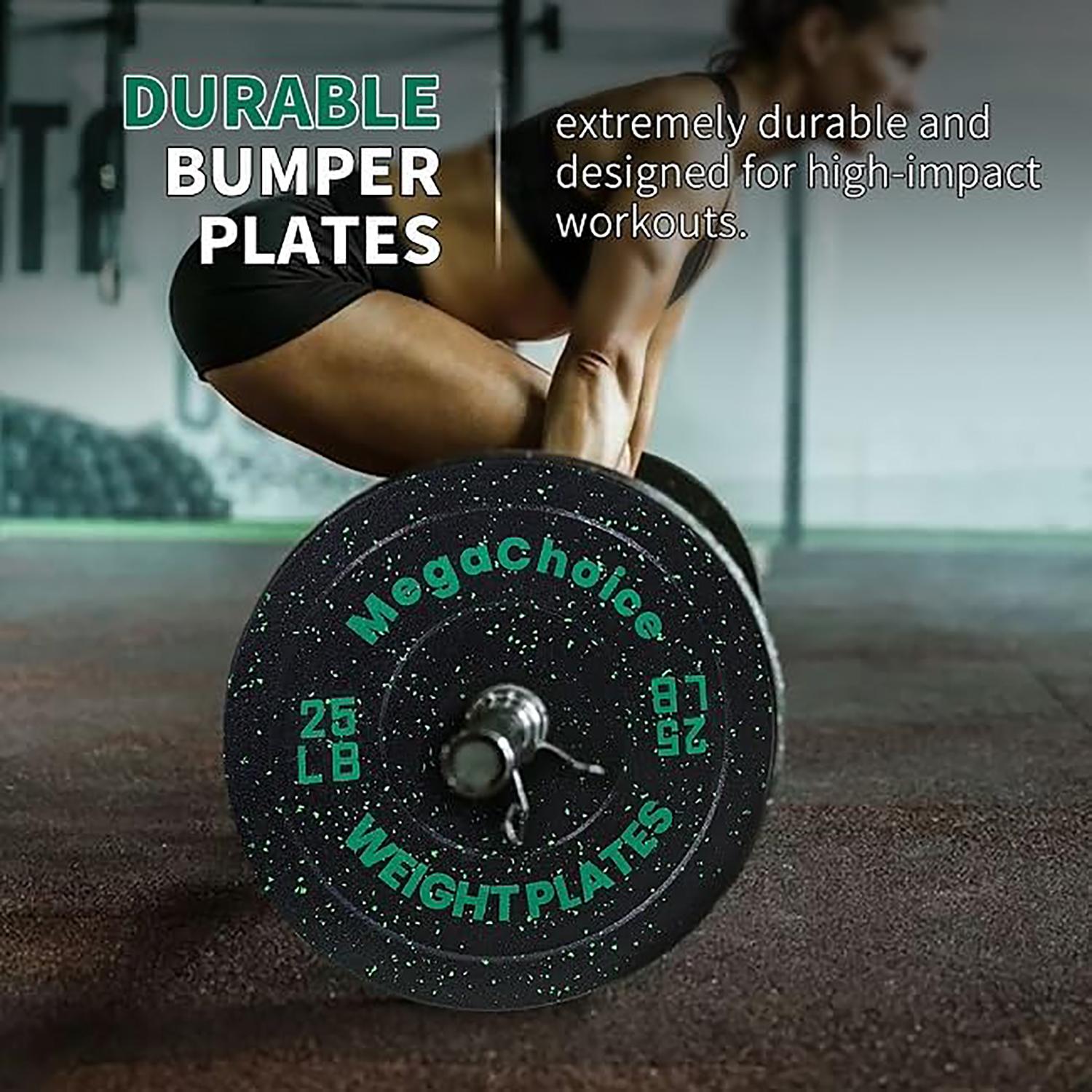 Bumper Plates, 2-Inch Weight Plates For Strength Training & Weightlifting, Barbell Weight Plates Set for Home Gym, 2pcs, 10LB, 15LB, 25LB, 35LB, 45LB