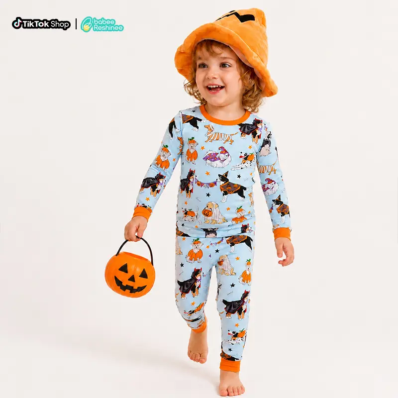 babee Reshinee Bamboo Toddler Kids Pajamas Set, Halloween Christmas Gift for Baby Boys Girls，Long Sleeve 2-Piece Snug Fit PJs, Cozy 12M-8Y Sleepwear, Jammies, Breathable, Stretchy, Tagless, Buttery Soft
