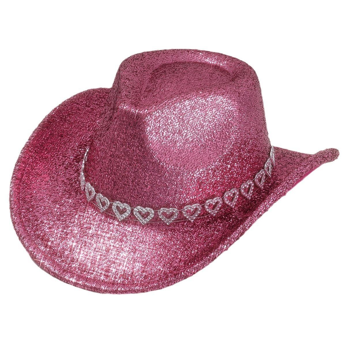 Y2K Sweet Cool Spice Girl Wind Pink Glitter Love Rhinestone Cowboy Hat Music Festival Birthday Party Concave Styling ArtifactSpeedy Smarts
