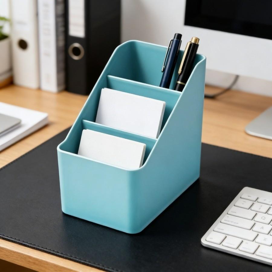 Plastic Desktop Organizer Box, Remote Control Holder & Storage Container, Ideal for Pens, Cards, Phones, Makeup, Office Supplies