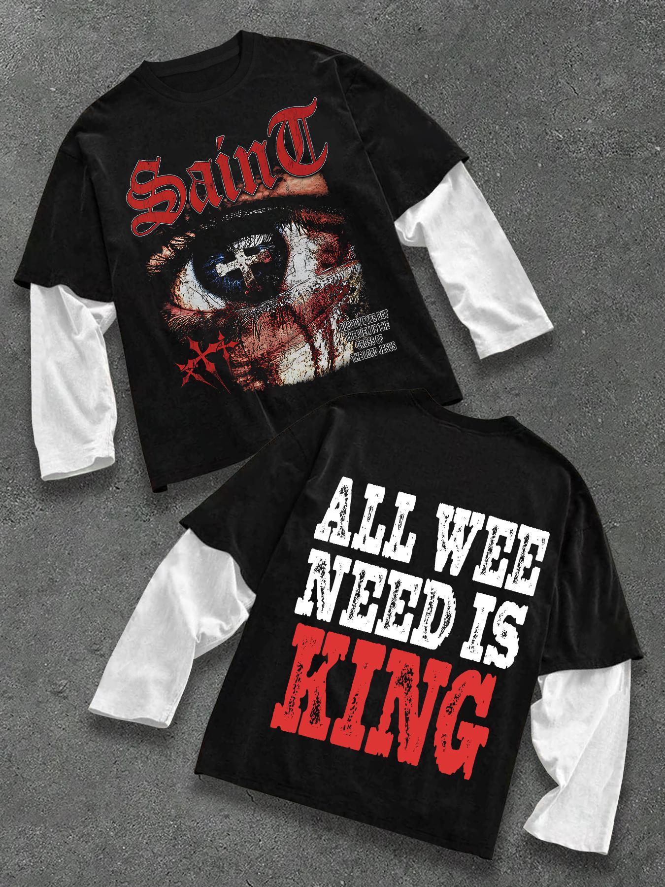 Trendy Short Sleeve & Patchwork Long Sleeve Tee Set, Street Style Fashion, Unique Layered Design, Perfect for Trendsetters