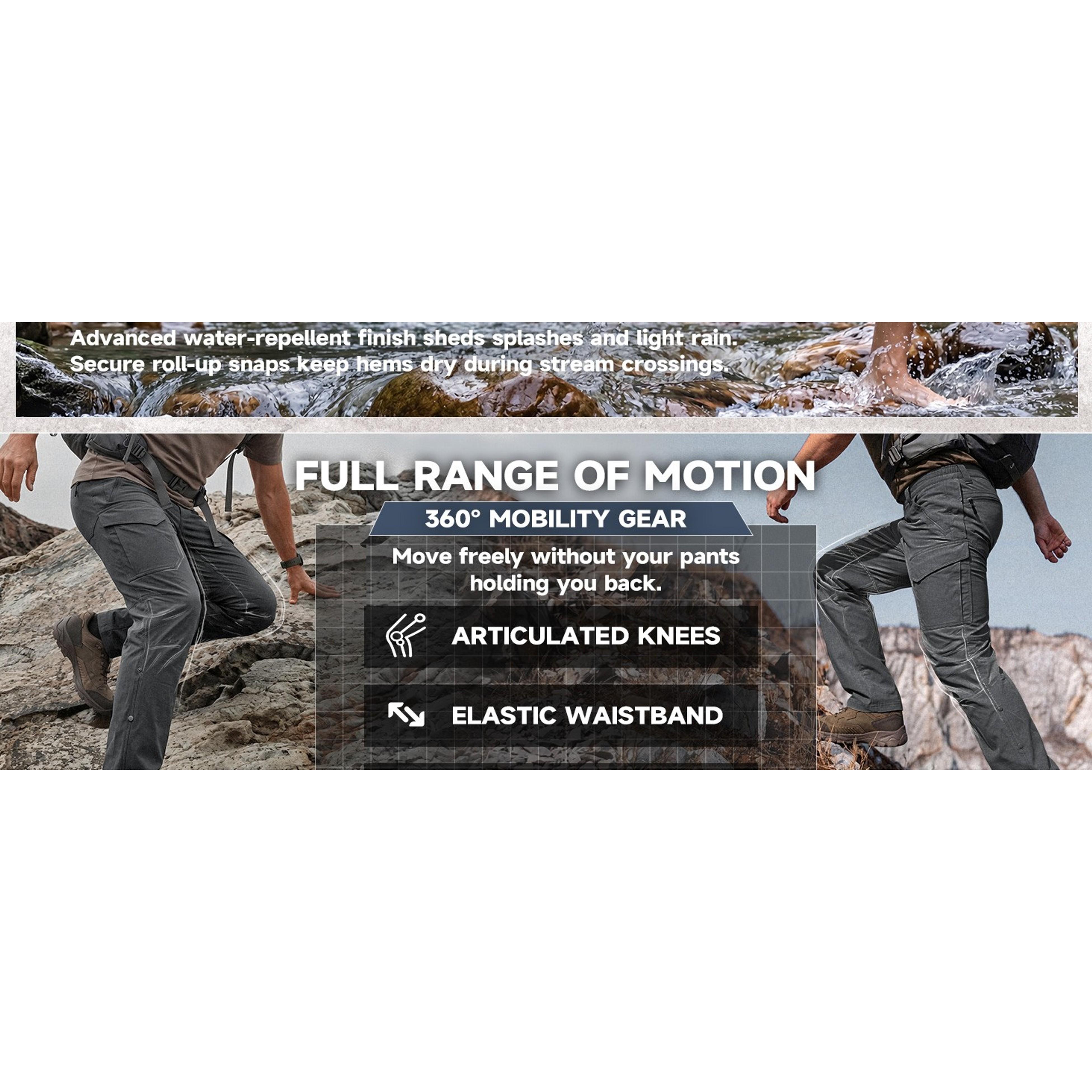 Men's Hiking Pants Breathable Quick Dry Water Resistant Stretch with Mesh Vents & 6 Pockets for Outdoor Hikers(Gift)