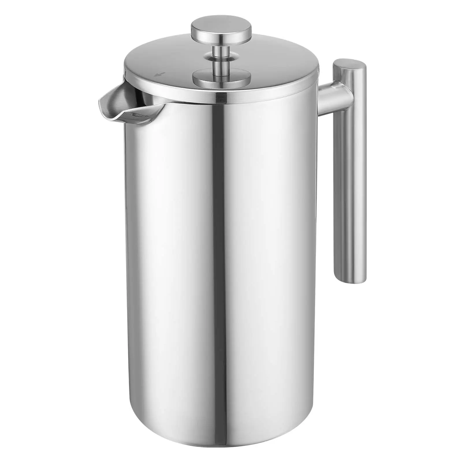 French Press Coffee Maker, 51 Ounce 1.5 Liter Stainless Steel Coffee Press Tea Maker with Filter, Large Double Wall Insulated French Presses Cold Brew for Camping Travel Home Kitchen, Silver Classic Insulation