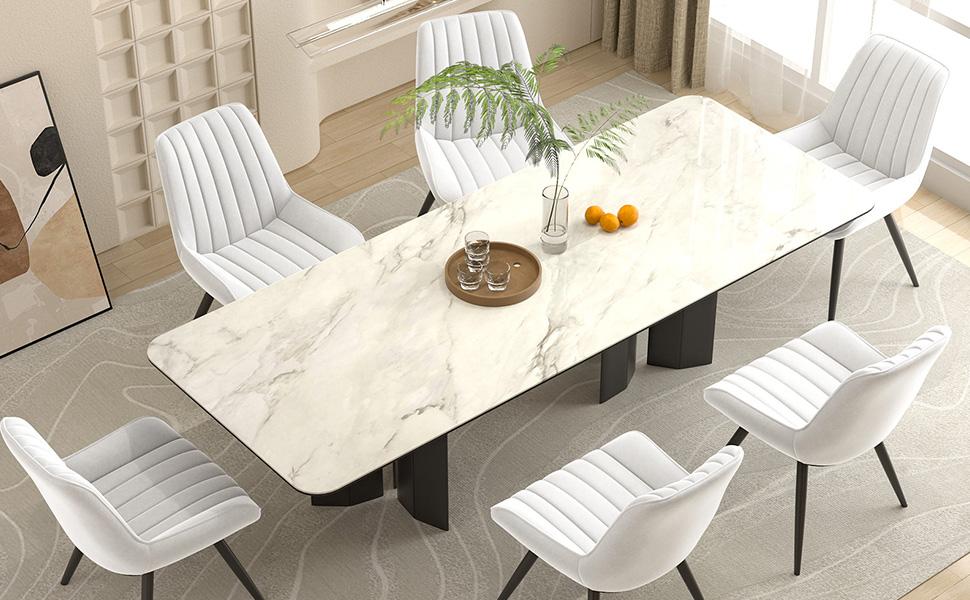 【TOP.1 dining chair】Modern Dining Chairs, Comfy Dining Room Chairs with Thick Cushions, Upholstered Fabric Kitchen Side Chairs with Metal Legs, Black