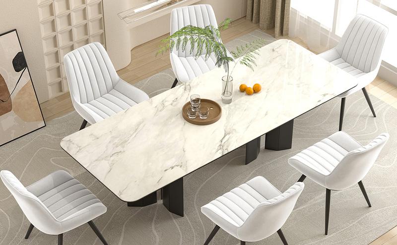 【TOP.1 dining chair】Modern Dining Chairs, Comfy Dining Room Chairs with Thick Cushions, Upholstered Fabric Kitchen Side Chairs with Metal Legs, Black