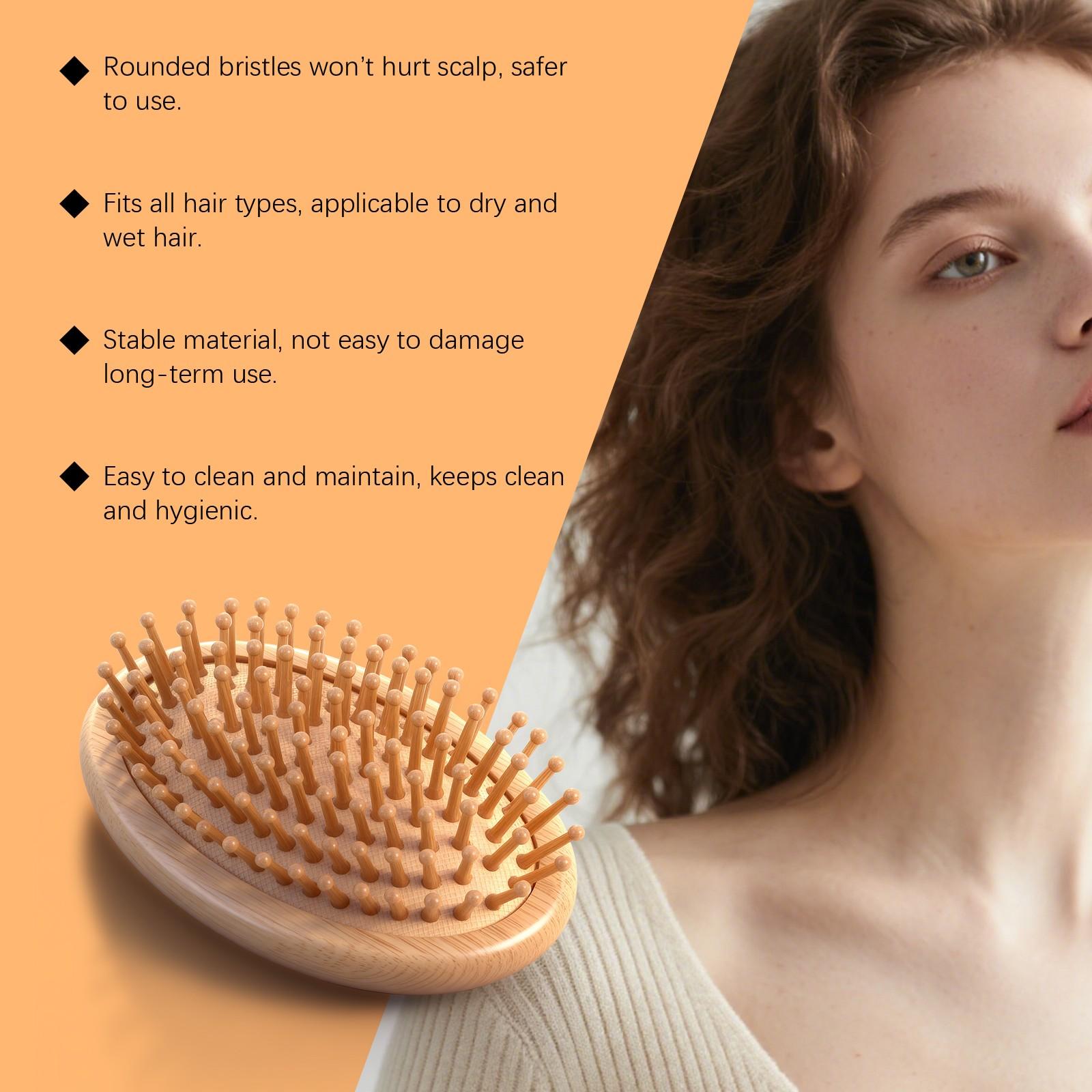 Portable Bamboo Cushion Comb, Hair Massage Brush for Daily Use, Soft Air Cushion Design, Ideal for Styling and Relaxing Hair