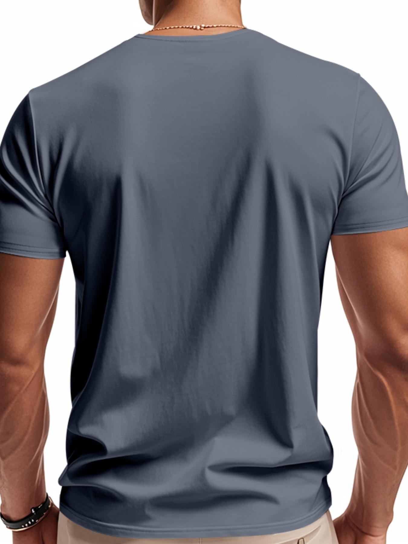 Men's Solid Color V Neck Tee, Regular Fit Casual Quick-dry Skin-friendly Short Sleeve T-shirt for Summer, Men's Top for Daily Wear, Tropical