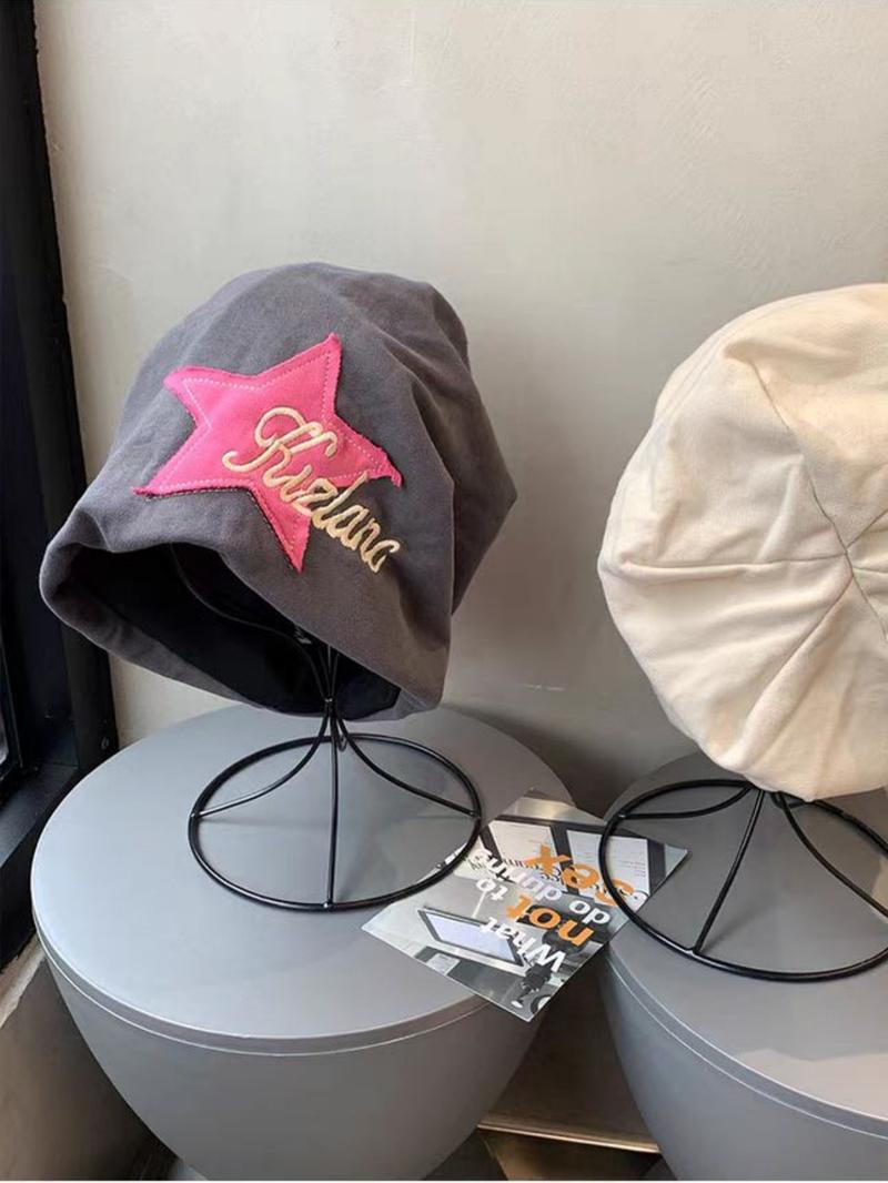 Star Patched Letter Embroidery Beanie Hat, Cute Beanie Hat for Women & Men, Fashion Accessories for Daily Wear, Trendy All-match & Exquisite Hat for Birthday Gift, Bonnet