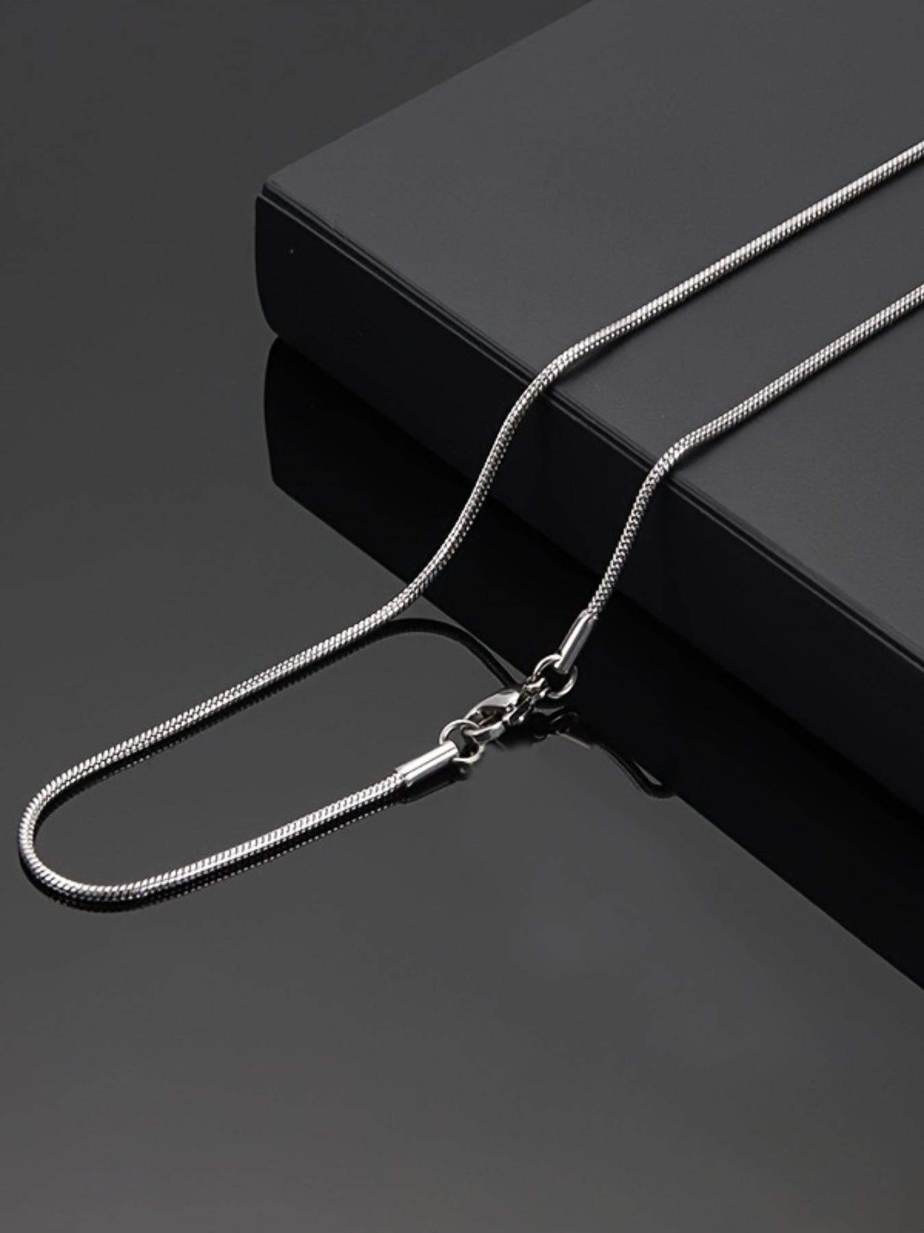 Men's Hip Hop Stainless Steel Round Snake Chain Necklace, Casual Style, All Seasons Wear, No Choking Hazard, Durable Jewelry Gift