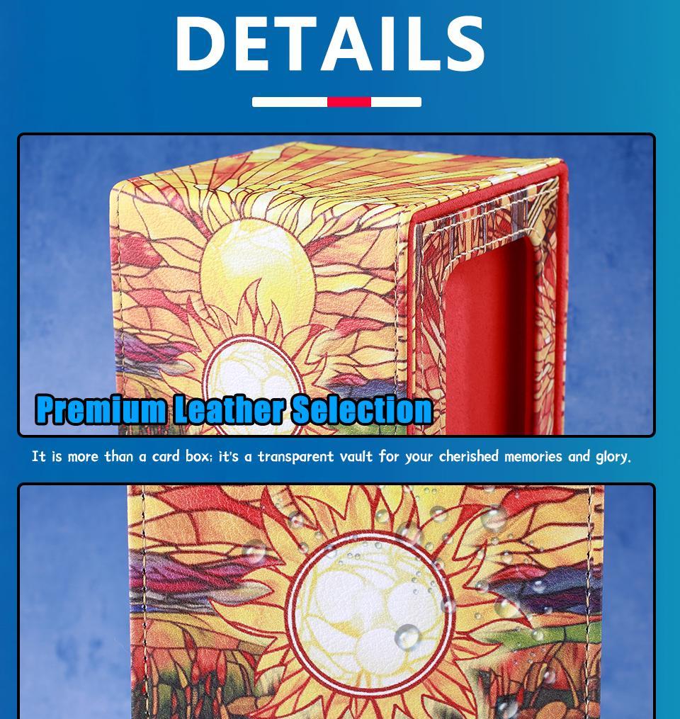 Cards Deck Box Fit For MTG Deck Box With 2 Card Dividers 2 Dice Magic Commander Vertical Style Leather Trading Cards Storage Box