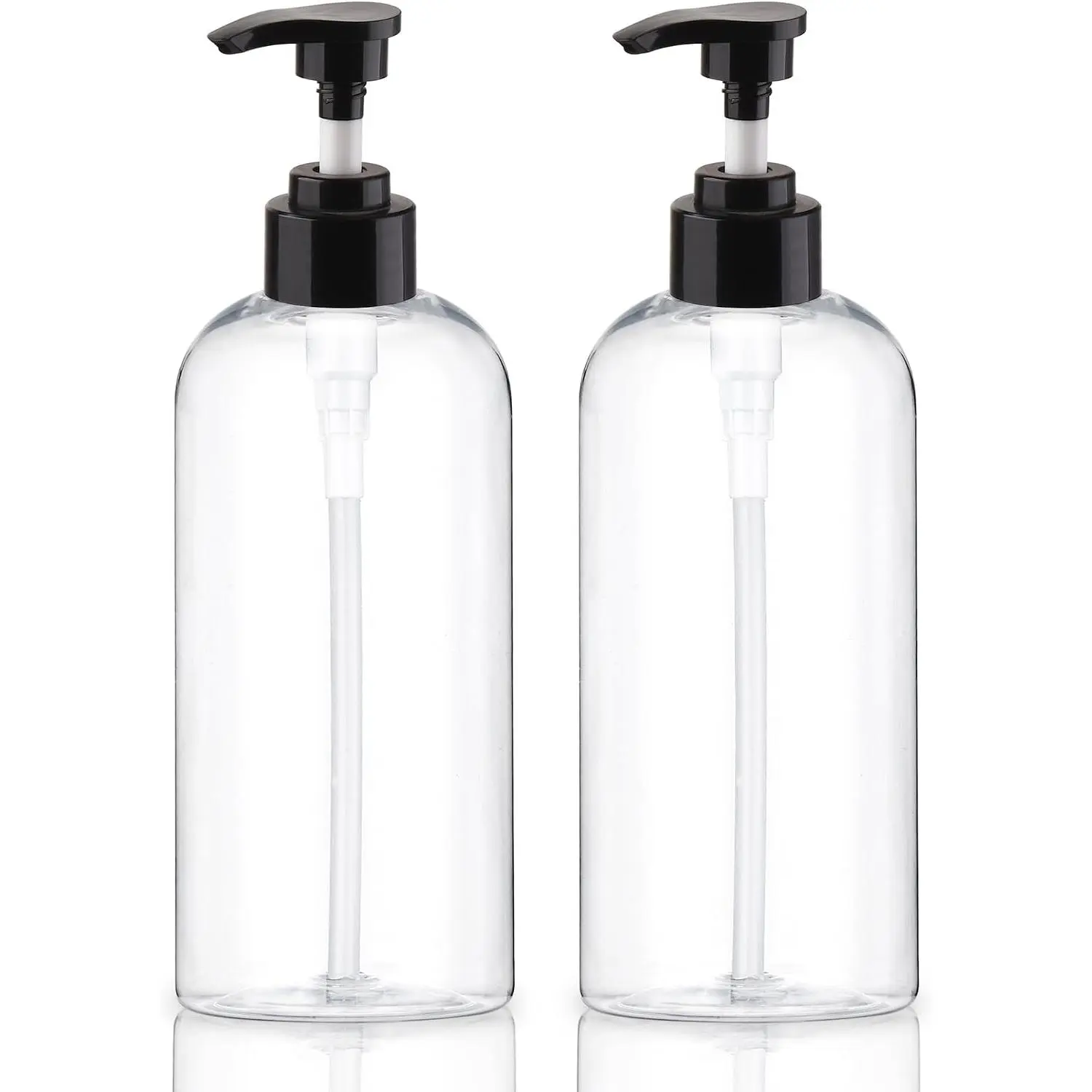 Plastic Pump Bottles Dispenser 2 Pack 16.9oz Clear Refillable Pump Bottle | Empty Pump Bottle with Dispenser Shampoo Conditioner for Shampoo, Liquid Soap, Massage Oil