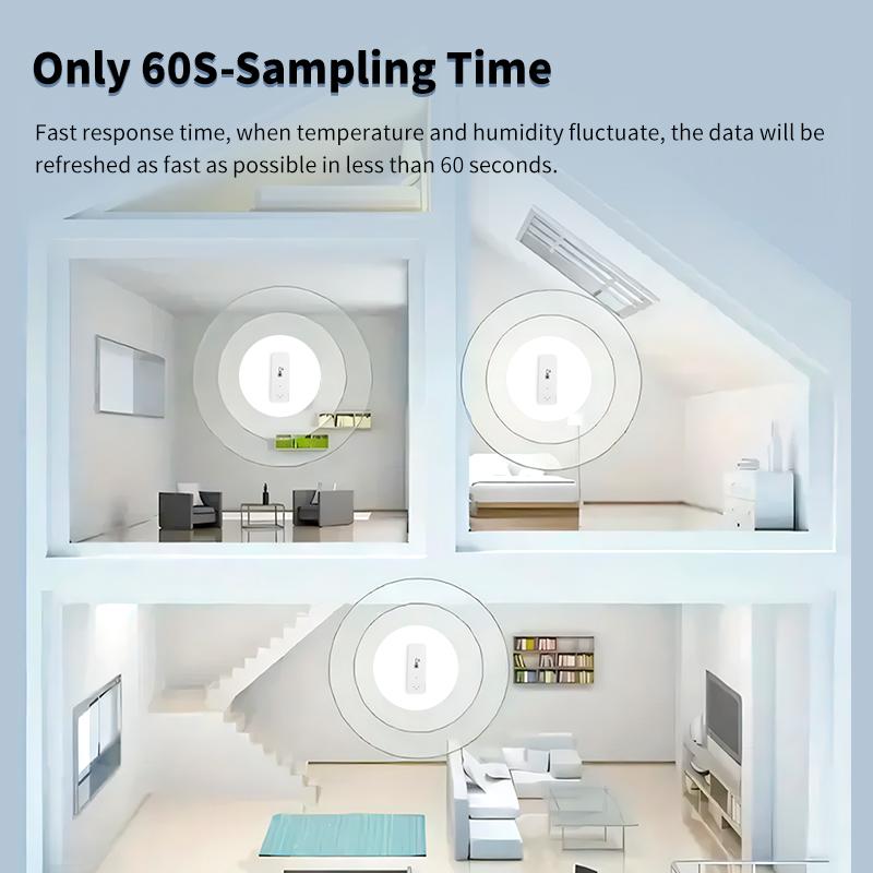 Smart Temperature Humidity Sensor with APP Control, Compatible with Alexa Google Assistant, Bluetooth-compatible/WiFi Enabled, Abs Material, Wireless, Home