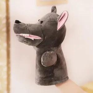Animal Plush Hand Puppets Childhood Kids Cute Soft Toy Big Grey Wolf White Horse Shape Pretend Playing Dolls Gift For Children