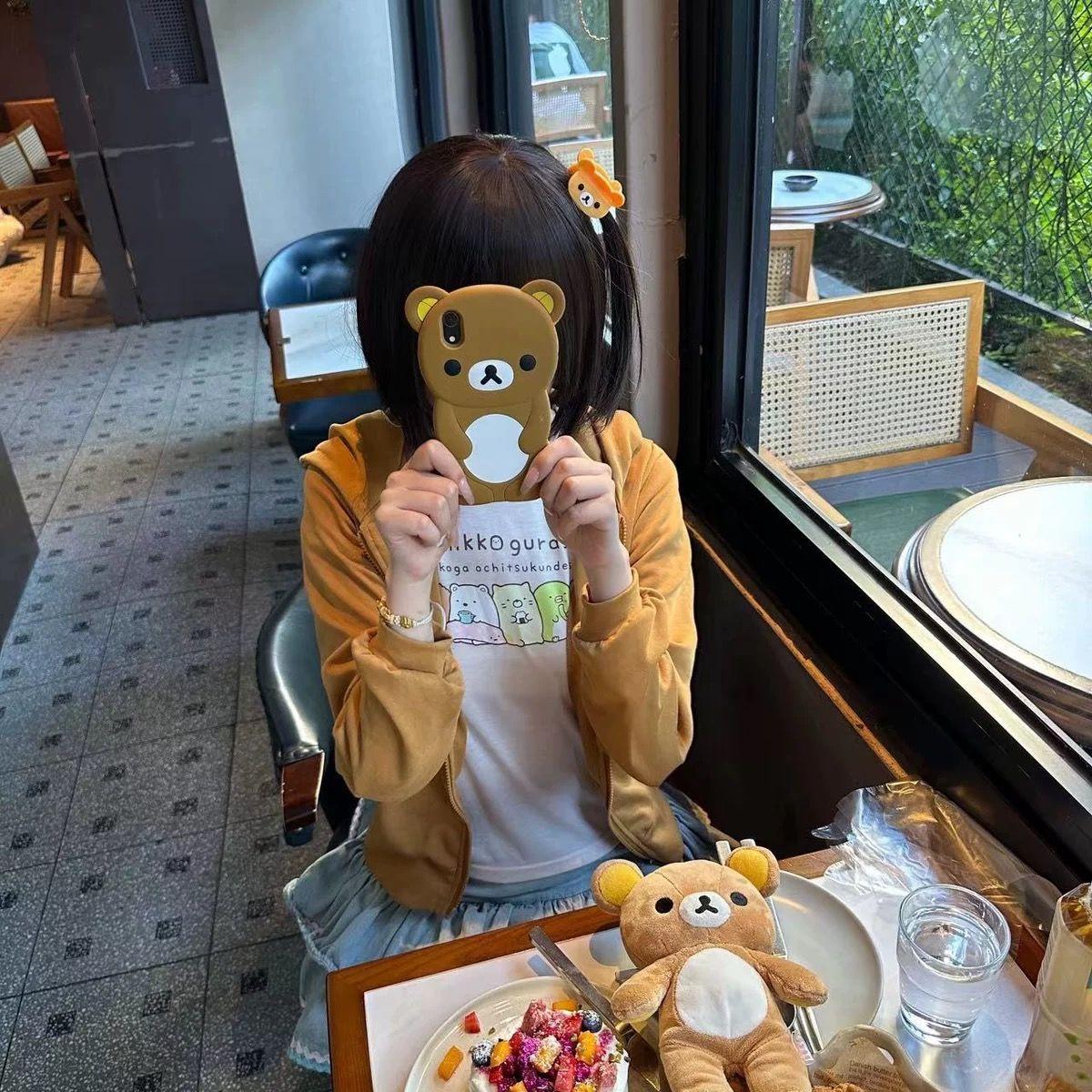 Spring Summer New Cute Bear Ears Zip Up Hoodie Japanese Sweet Girl Casual Loose Sweatshirt Women Cardigan Anime Hoodie Y2k Top
