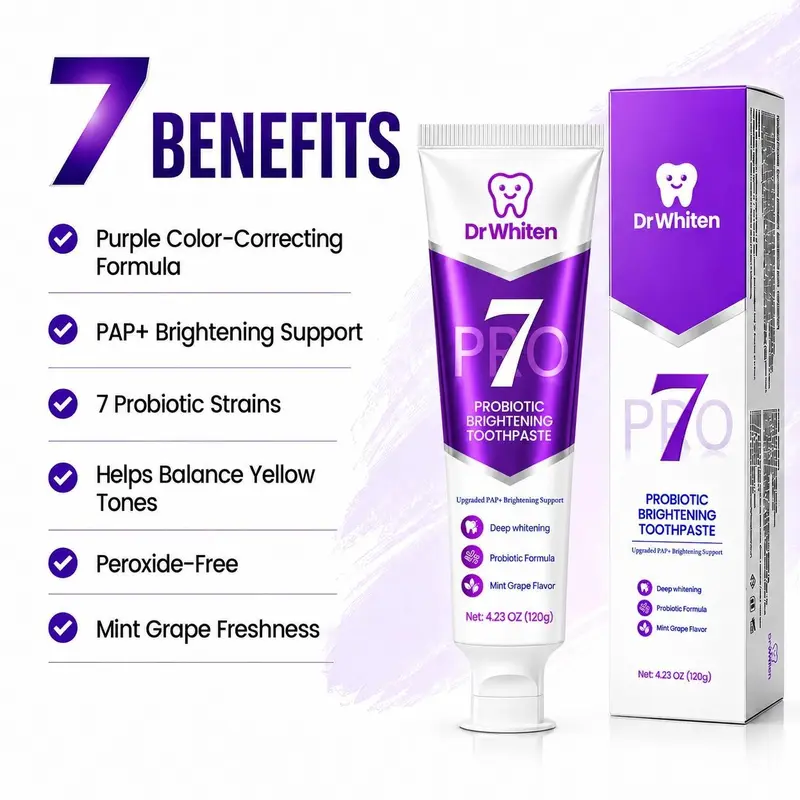 DrWhiten New 7-Probiotic Brightening Toothpaste | Purple Toothpaste ...