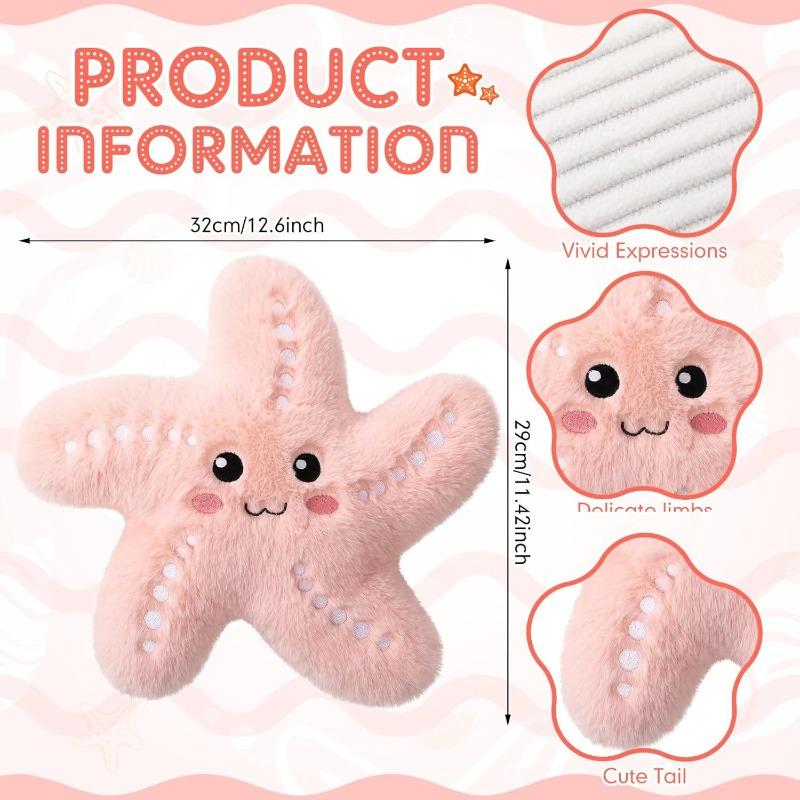 Cute Pink Starfish Plush Pillow, Soft Stuffed Sea Animal Toy, Warm Hand Warmer Option