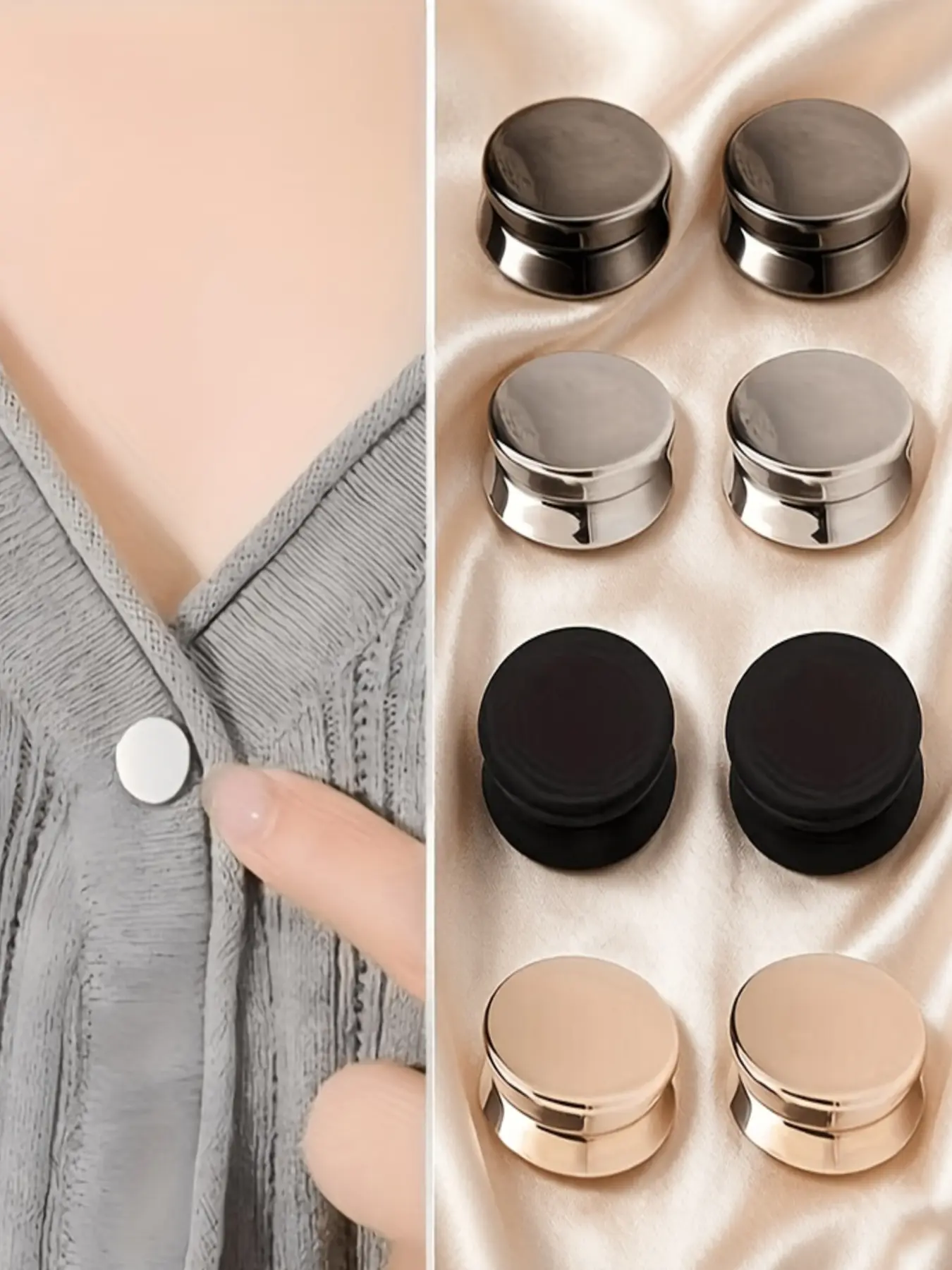 8-Piece Fashion Flat Snap Buttons, Multi-Color Detachable Buttons for Shirts, Collars, Pants, Sleeves, Scarves, Headscarfs, Sewing Supplies