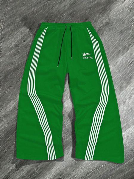 Men's Letter & Star & Striped Print Drawstring Waist Sweatpants, Regular Fit Casual Street Elastic Waist Straight Leg Trousers for Fall & Winter, Sports Casual Pants, Men's Bottoms for Daily Wear Men's Letter & Star & Striped Print Drawstring Waist Sweatpants, Regular Fit Casual Street Elastic Waist Straight Leg Trousers for Fall & Winter, Sports Casual Pants, Men's Bottoms for Daily Wear