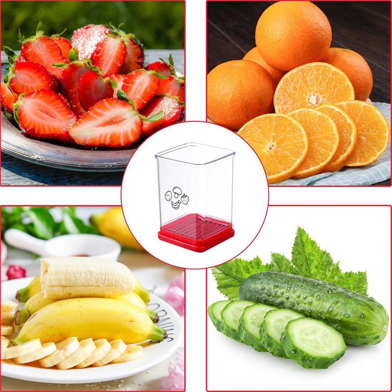 Cup Slilcer, Fruit&Vegetable Fst Cutting Slicer, Kitchen Accessories Stainless Steel Blade Fruit Slicer Cup, Vegetable Chopper, Strawberry Cutter