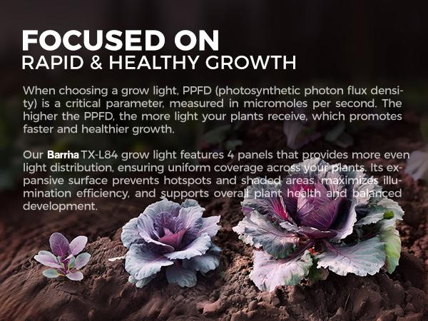 Barrina TX-L84 4FT LED Grow Light, 84W, 4 Panels Wider Coverage, Full Spectrum, High PPFD, Super Bright, Linkable, Hanging Fixture, Plant Stand with Grow Light for Indoor, Seeding, 1 Pack