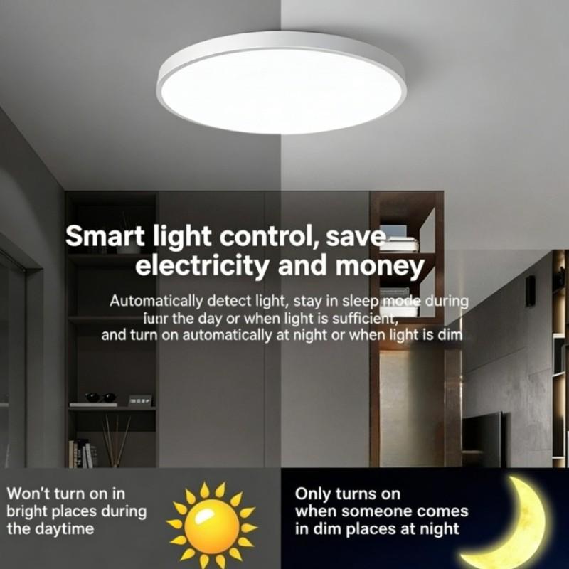LED Motion Sensor Ceiling Light, 24w LED Staircase Hallway Lamp, Infrared Human Radar Smart Voice Control, 5000k, 2/4 Pieces