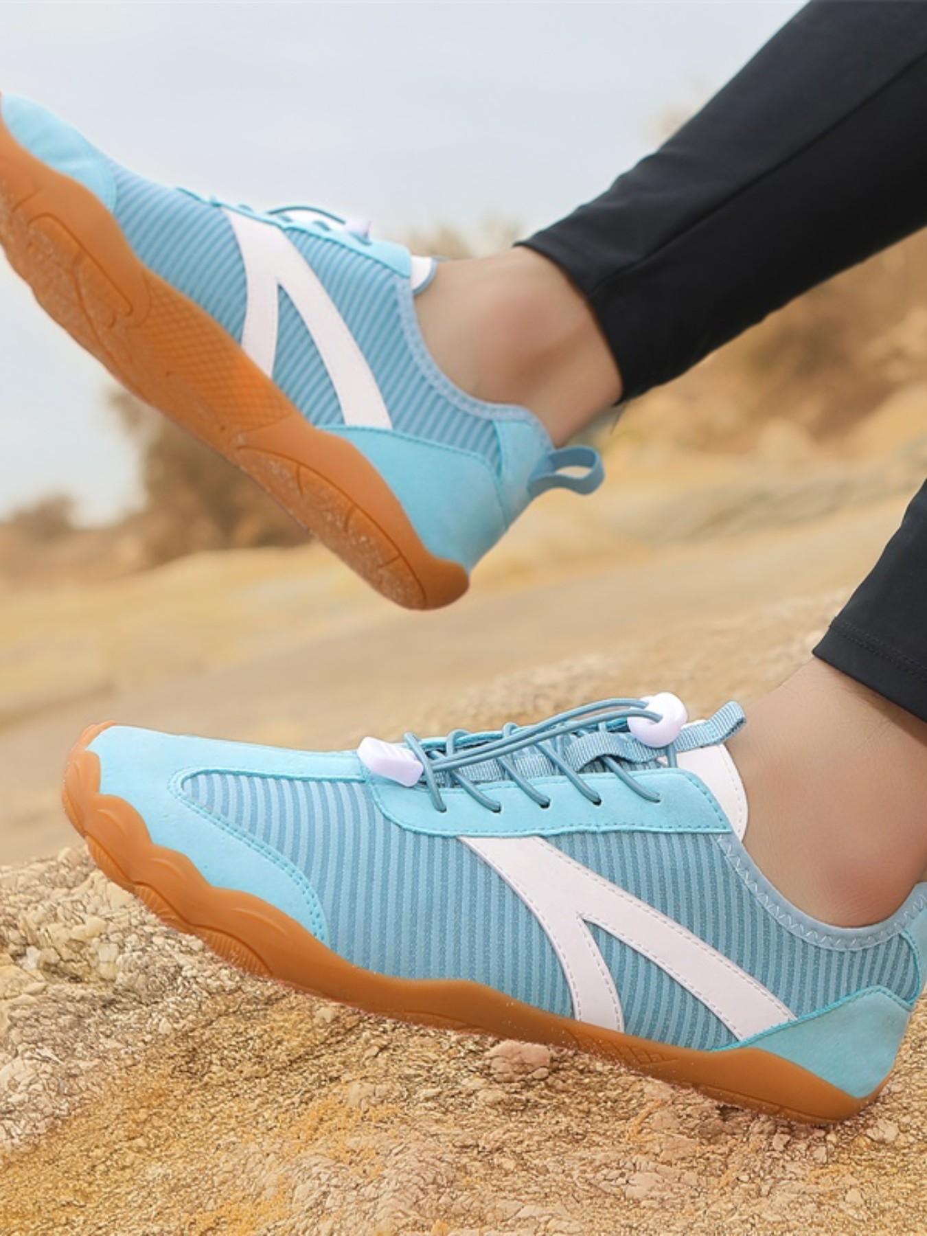 Couple Five-Finger Yoga Shoes, Casual Indoor Fitness Sneakers, Mesh Fabric, Rubber Sole, Wide Fit, Solid Color, China Made