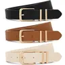 Women's 3-Pack Black+Brown+Leopard Leather Waist Belts with Gold Buckle - 4-Season Western Casual Accessory for Jeans, Dresses, Ideal for Sisters, Great Gift Option