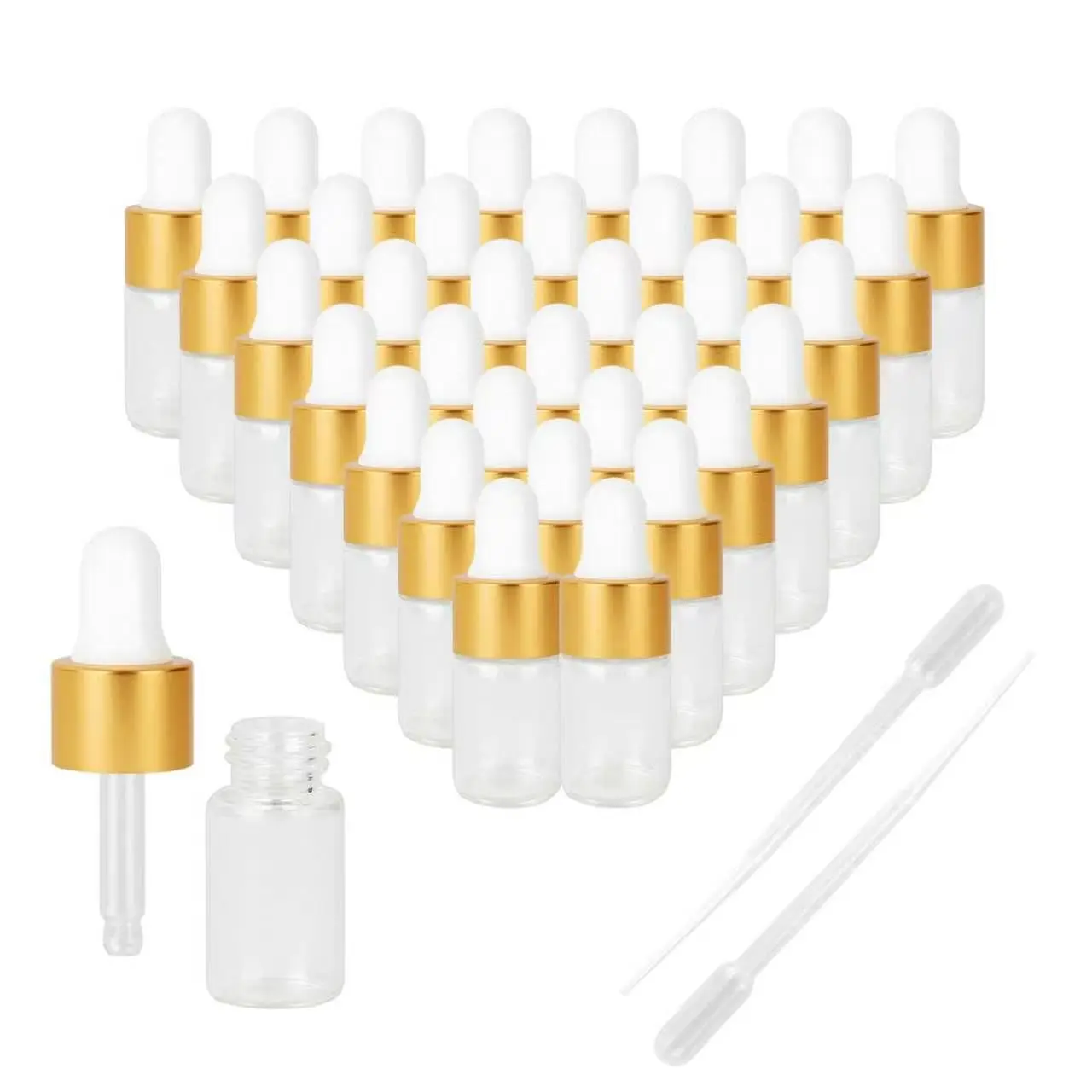 36 Pack Mini Dropper Bottle, 3ml Clear Small Sample Glass