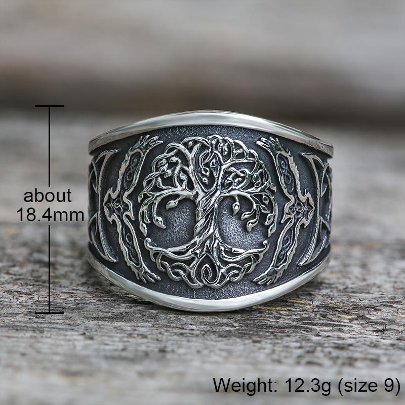 GTHIC Viking Tree of Life Norse Raven Celtic Knot Ring for Men and Women Birthday Gift Stainless Steel GTHIC Viking Tree of Life Norse Raven Celtic Knot Ring for Men and Women Birthday Gift Stainless Steel