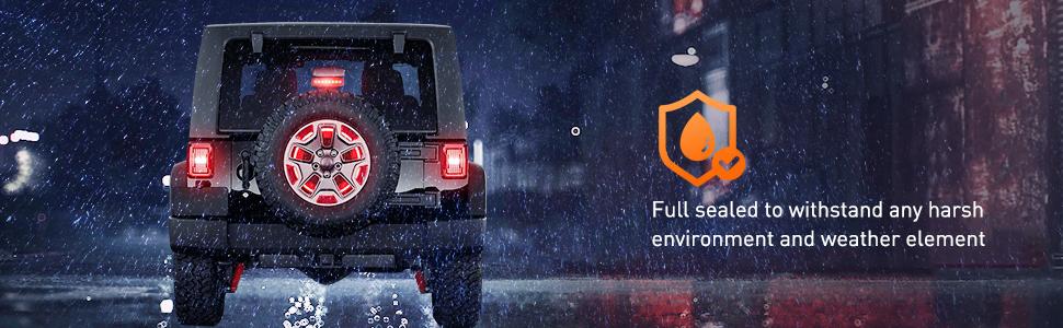 Nilight Spare Tire Brake Light Wheel Light 3rd Third Brake Light Rear lights for Wrangler 2007-2018 JK JKU YJ TJ Red Light Led Backlights Vehicle  dealsforyoudays