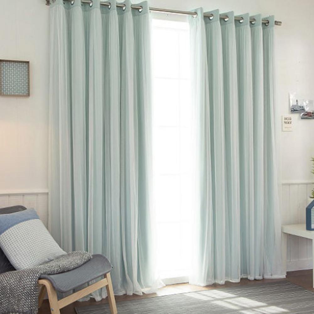 Double Layer Curtain, Solid Color Blackout Curtain, 1 Piece, Fashionable Home Decor for Living Room & Bedroom, Window Curtain
