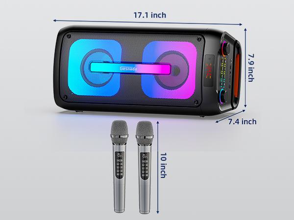 Karaoke Machine for Adults, Portable Bluetooth Speaker with 2 Wireless Microphones, Portable PA System with Disco Lights for Big Party, Outdoor, Ideal Gifts for Family, Music Lover
