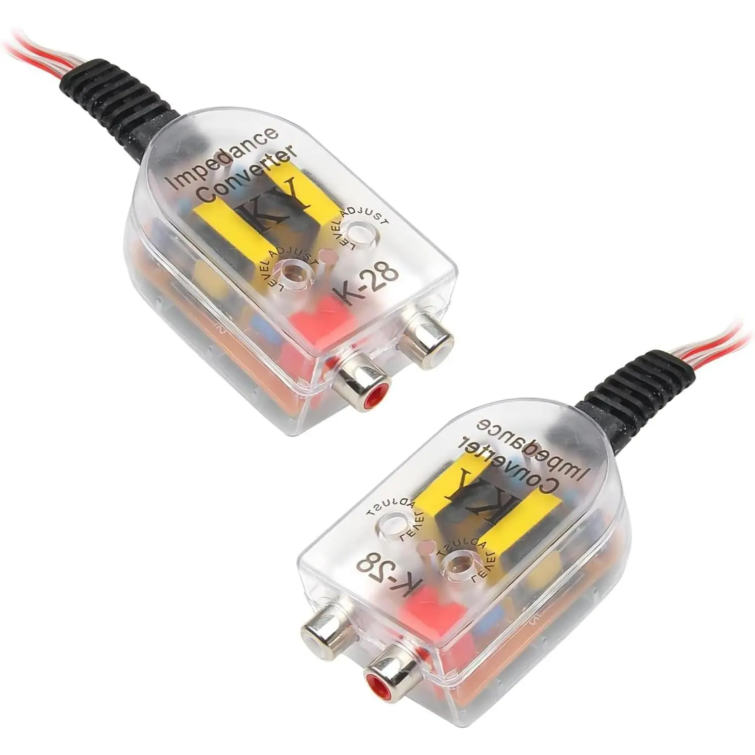 2 PCS Car Audio RCA Converter - Car Accessories, Vehicle Accessories, High/Low Conv., RCA Jacks, Sound Converter Adapters & Cables for Mobile Line Output Subwoofers