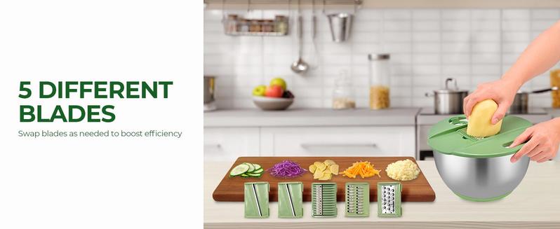 Susteas 5-in-1 Multifunctional Salad Spinner – Large Stainless Steel Chopper, Colander, Dehydrator, Drainer & Bowl – Versatile Kitchen Tool Durable Vegetable Slicer Fruit Vegetable Slicer Utensils