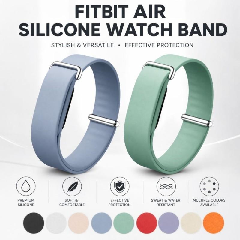 Adjustable Silicone Loop Strap Compatible with Google Fitbit Air, Sweat Resistant Breathable Sport Replacement Band, Lightweight Durable Fitness Wristband for High Intensity Workout, Color Options, Wearable Accessories