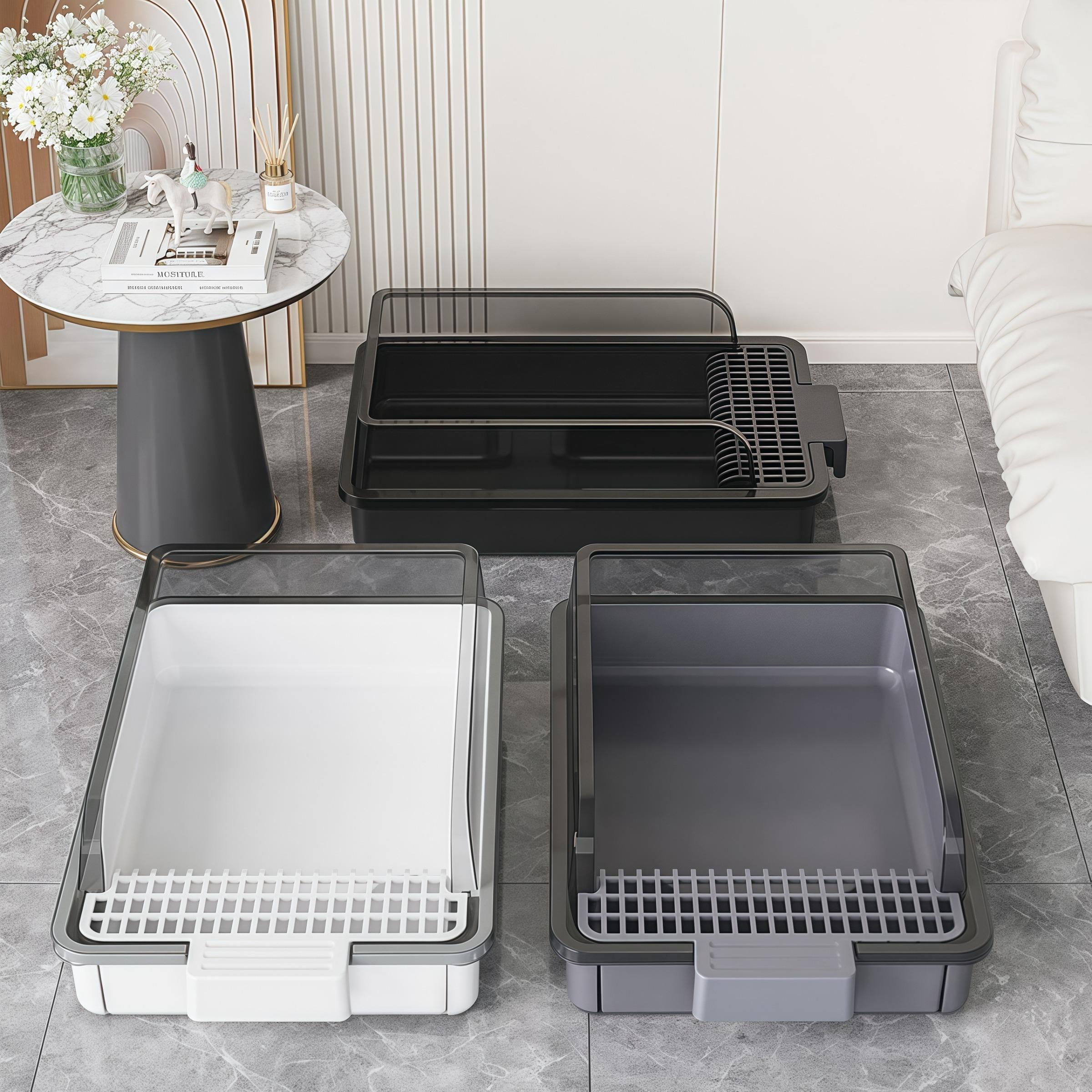 Large Sifting Cat Litter Box with Odor Lock, Privacy Lid & High Spill-Proof Walls, Smooth Surface Easy Clean, Suitable for All Cat Ages