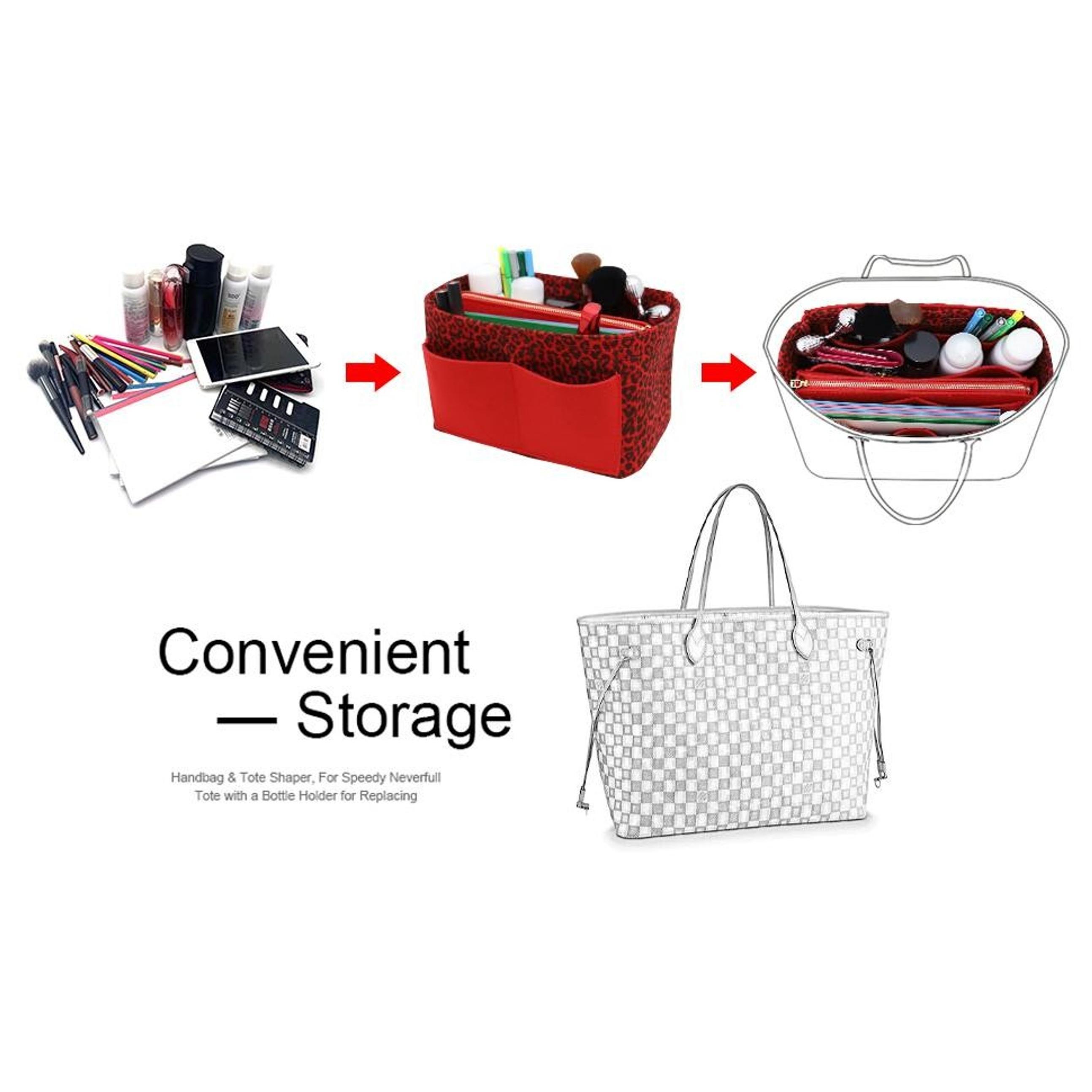 Felt Purse Organizer Insert with Zipper Pocket, Tote Shaper and Dividers, 5 Sizes for Speedy Neverfull PM MM and Similar Totes