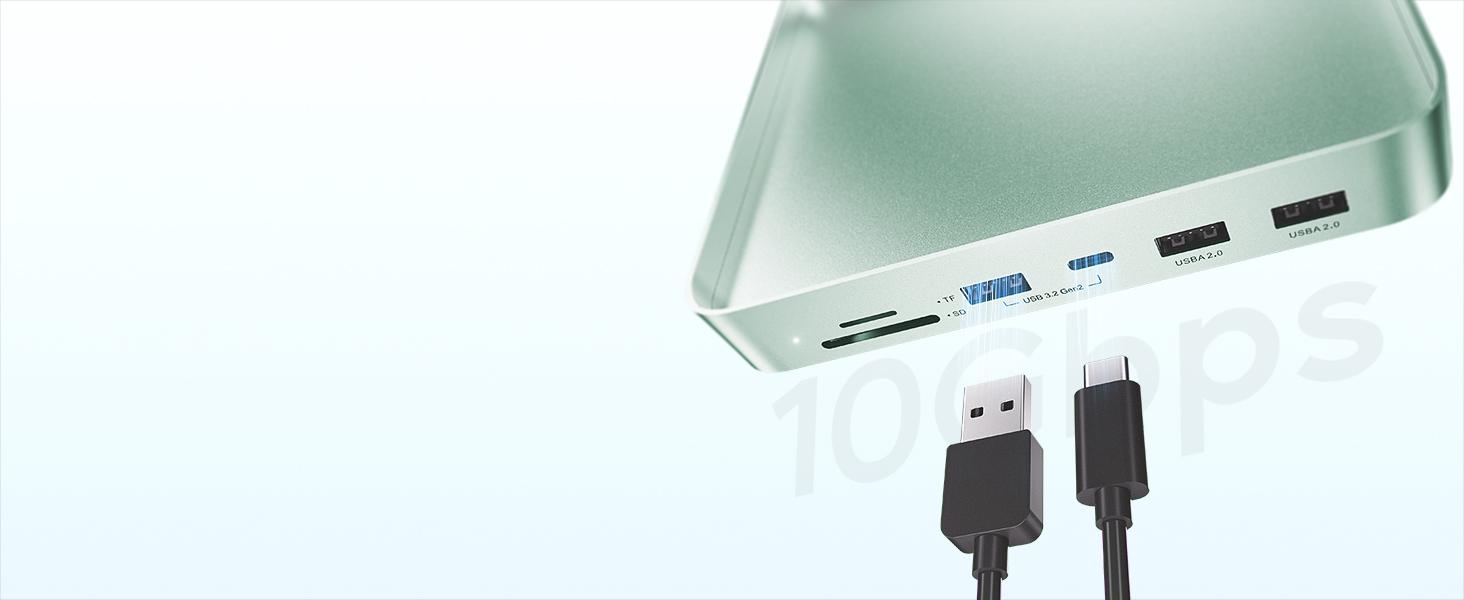 PULWTOP USB C HUB for iMac 24 inch 2021/2023/2024, PULWTOP iMac Accessories for iMac M1/M3/M4 with USB C 10Gbps 3*USB A SD/TF, Docking Station Support Expand M.2 SSD (Not Included),Green