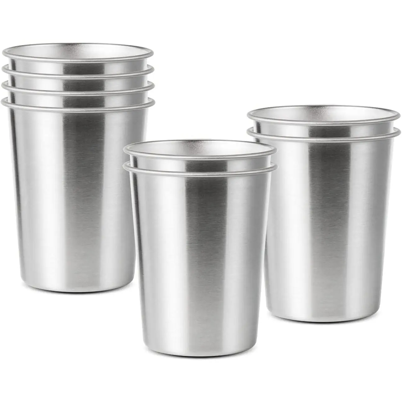 8 Pack 6 oz Stainless Steel Cups for ,   Metal Shatterproof Stackable Drinking Cups