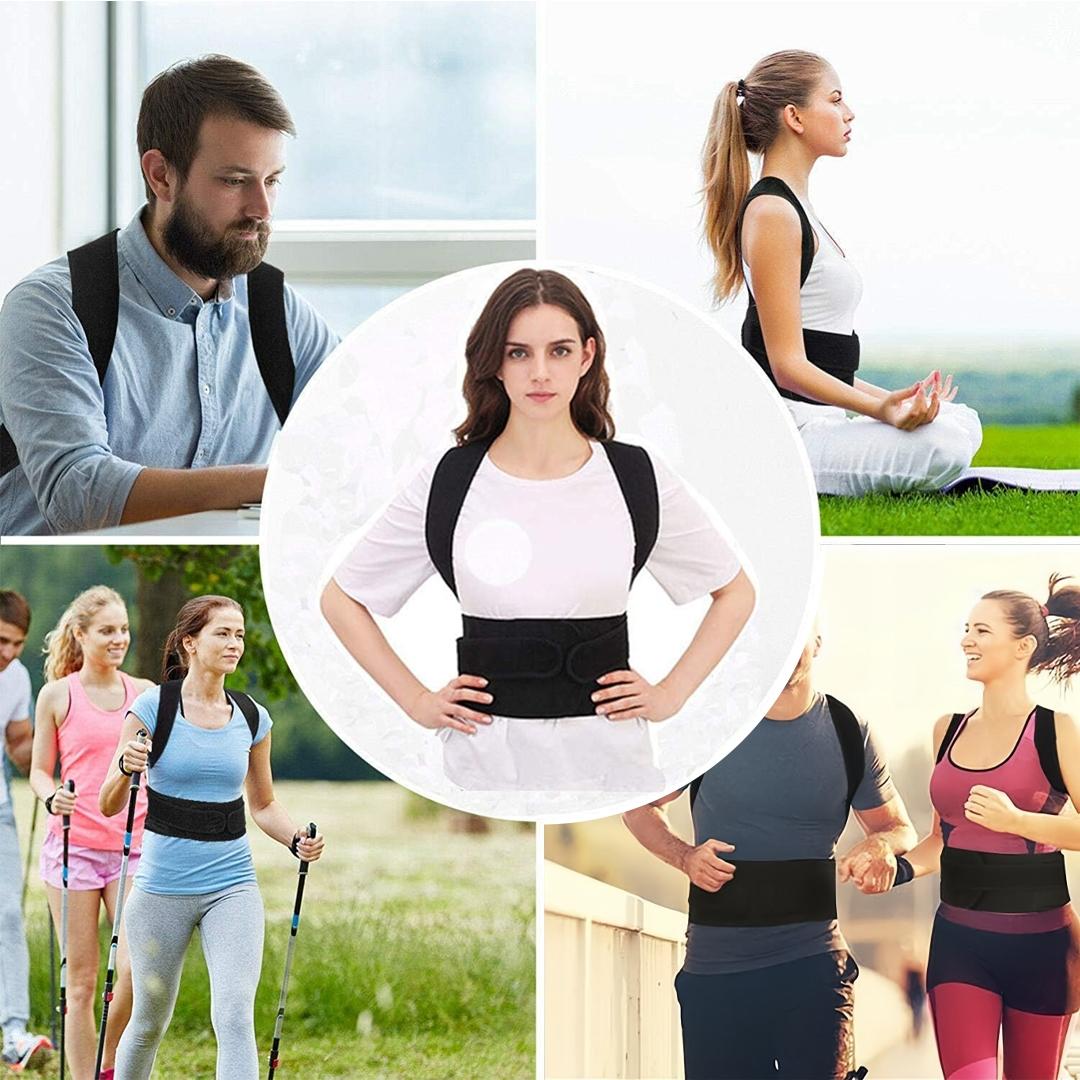Unisex Adjustable Back Support Strap, Adjustable Back Brace, Upper & Lower Back Support, Improves Posture, Provides Lumbar Support, Ideal for Fitness Activities